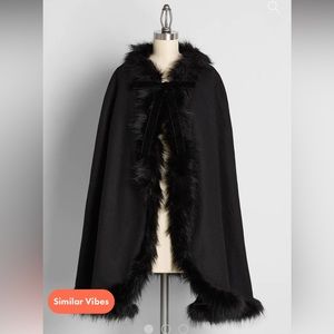 Collectif Faux Fur Trim Cape Size M/L